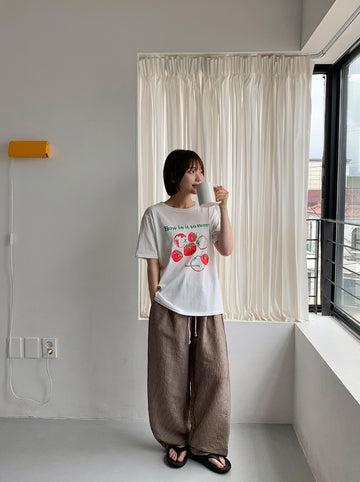 Upol Summer Stripe Banding Wide Pants